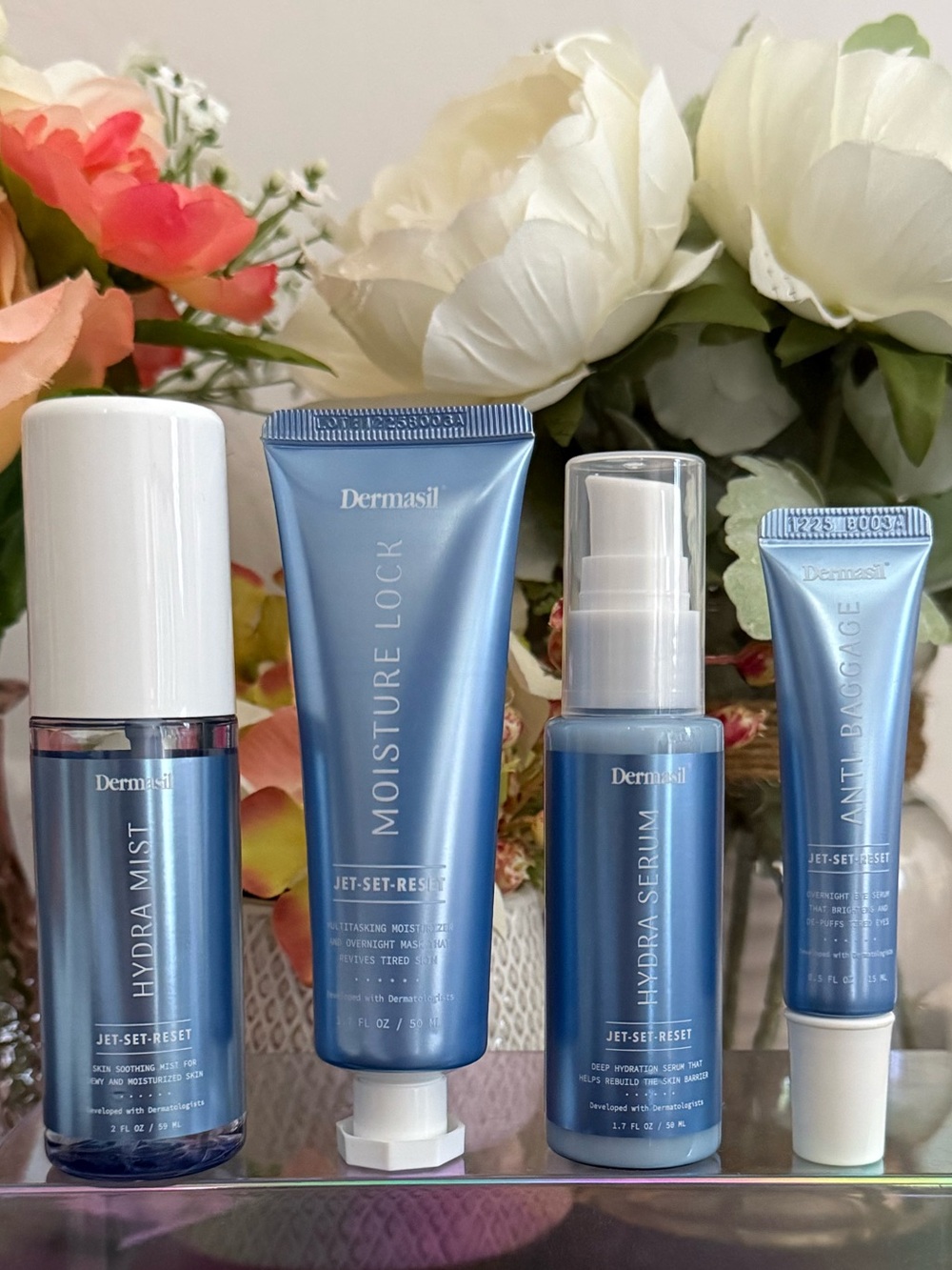 🆕🪷 DERMASIL “JET•SET•RESET” 4-PIECE COMPLETE COLLECTION. BRAND NEW!